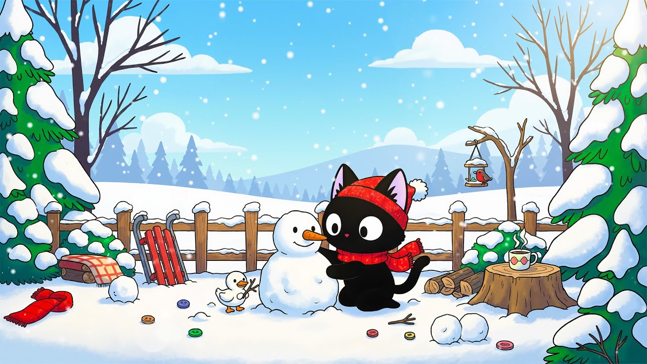 Black Cat & Duck’s Winter Joy ❄️ Gentle Lofi Ambience for Calm & Focus
