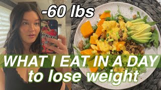 WHAT I EAT IN A DAY FOR HEALTHY WEIGHT LOSS | - 60 pounds down