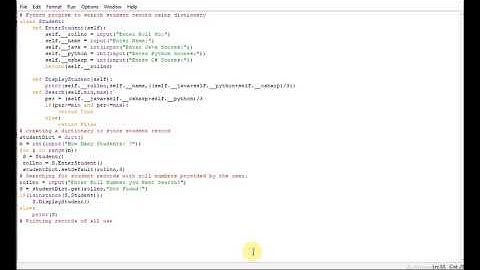 Python program to search student record using dictionary