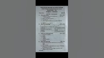 ICSE Class 7th #Physics#First term sample paper