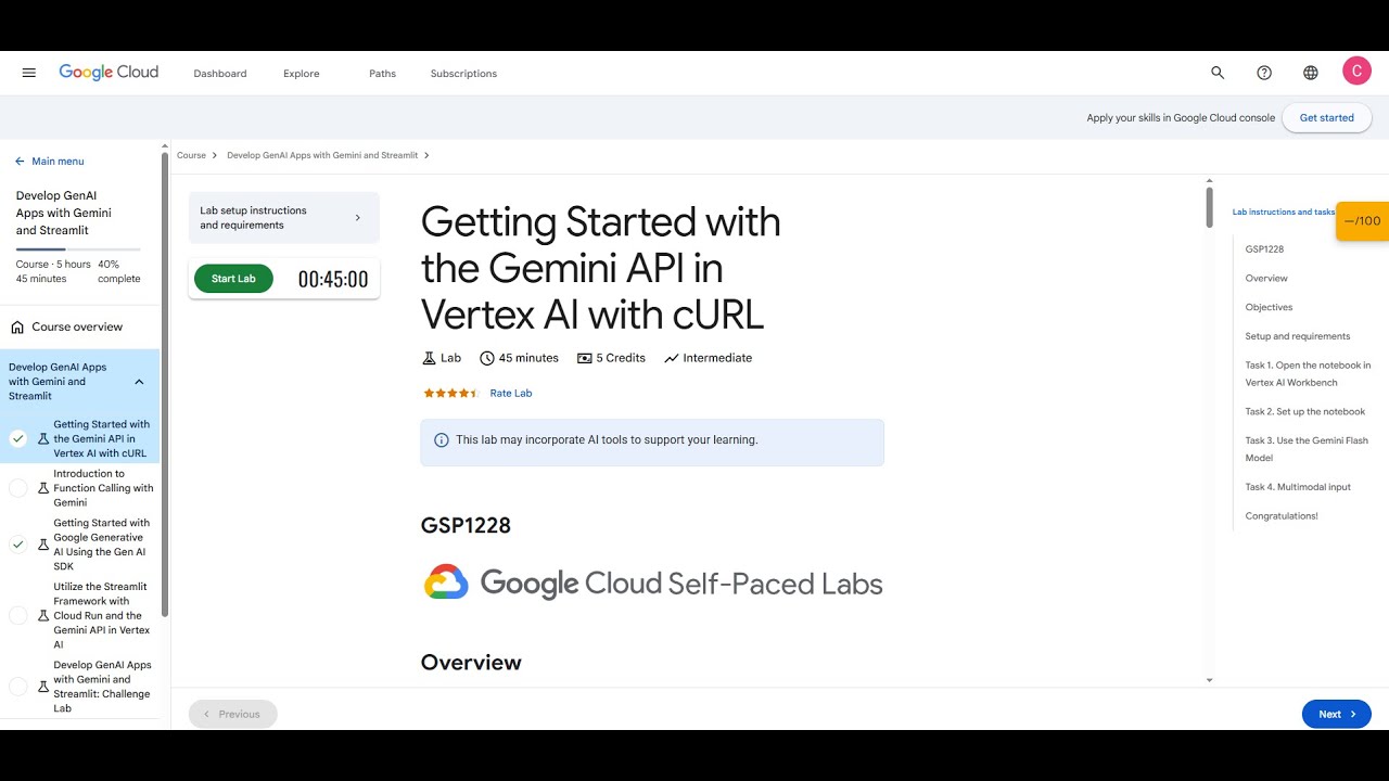 📌 Hack2Skill: Getting Started with the Gemini API in Vertex AI with ...