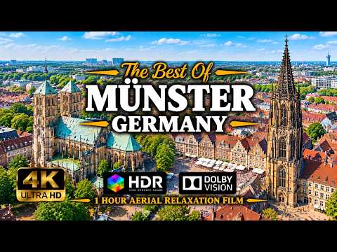 Münster Germany 🇩🇪 | 1 Hour 4K Aerial Relaxation Film | Munster Cathedral, Lamberti & Old Town