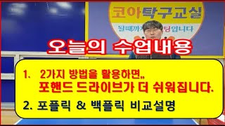 1.이렇게 2가지방법을 사용하시면 포핸드드라이브가 더 쉬워집니다. 2.포플릭 & 백플릭 비교설명