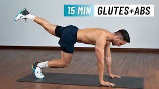 15 MIN GLUTES AND ABS WORKOUT - Strengthen Your Core And Booty (No Equipment)