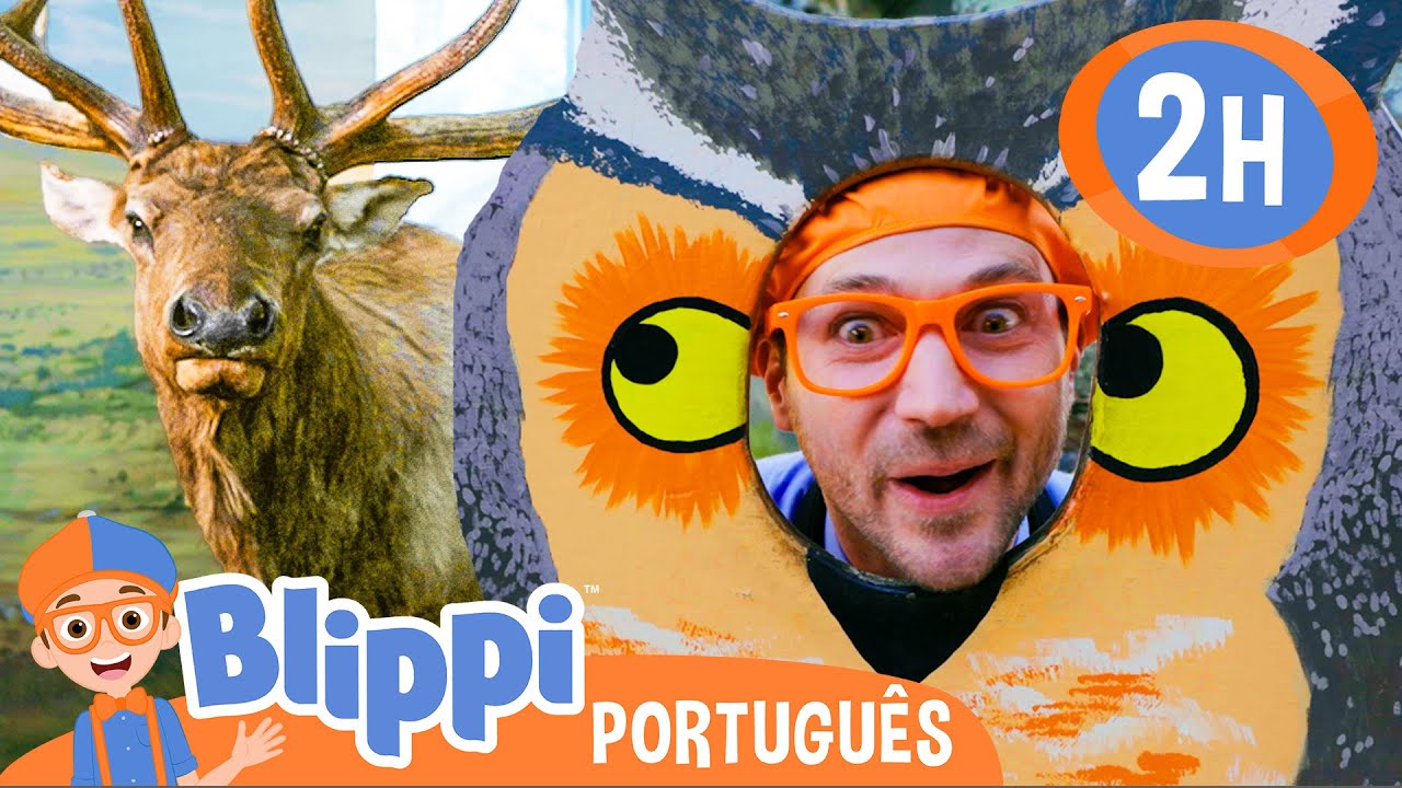 Blippi Explora a Natureza! | 🦉 MARATONA DE ANIMAIS COM BLIPPI! 🟠 | Vídeos Educativos