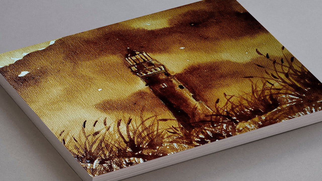 Coffee Painting For Beginners Heaven Can Wait Nature Landscape Scenery Coffee Drawing Tutorial Youtube