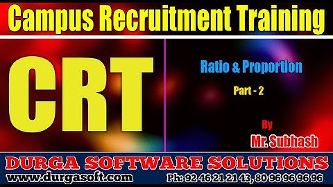 Campus Recruitment Training (CRT) |Aptitude| Ratio & Proportion Part-2