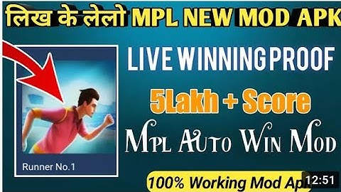 Mpl New Mod Apk|| Live Runner No 1 Game Hack|| Only Winning Trick| 2021