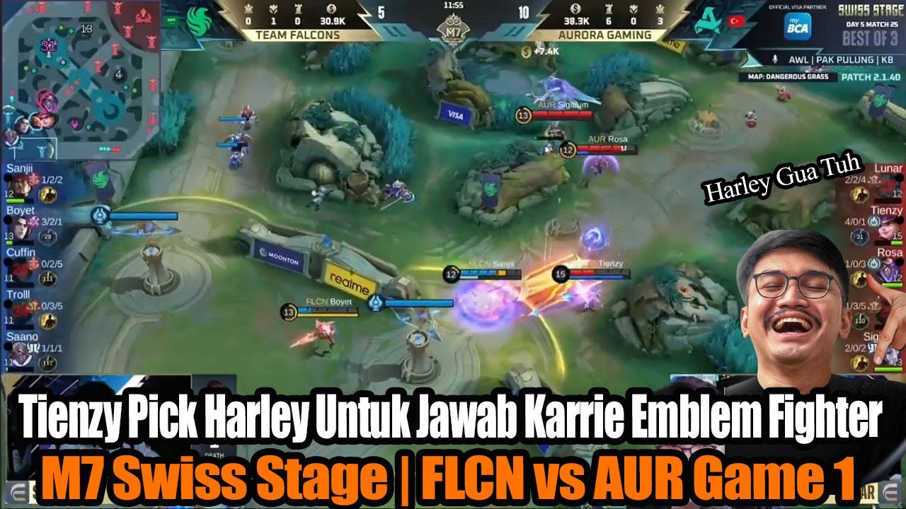 Tienzy Pick Harley Untuk Jawab Karrie Emblem Fighter | M7 Swiss Stage | FLCN vs AUR Game 1