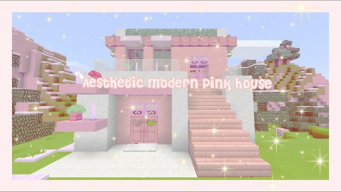 Cute PINK House Tutorial 💎 Casa Rosa Kawaii 💝 Minecraft Interior