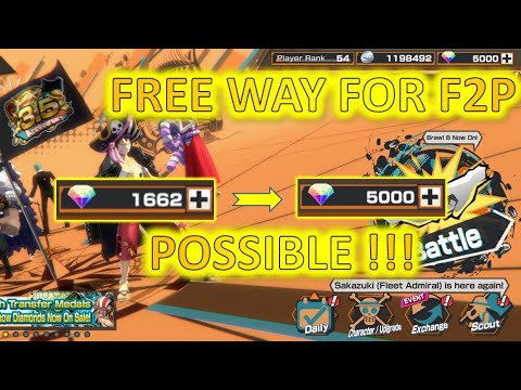 How to get 5000 Rainbow Diamond for Free Player (F2P) - It's Possible ! - One  Piece Bounty Rush OPBR 