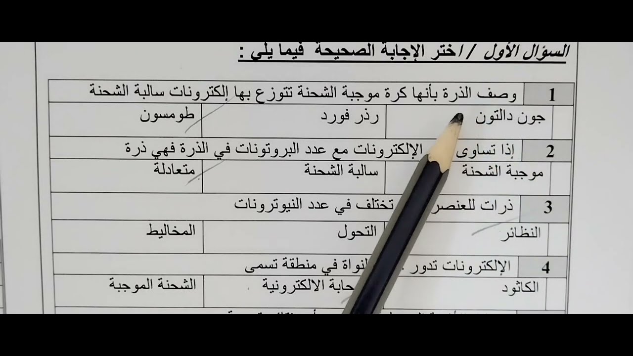 حل اختبار علوم ثالث متوسط ف 2 الفترة الاولى
