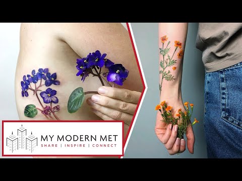 Tattoos Made with Real Plants and Flowers by Rit Kit Tattoo