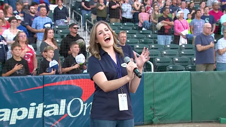 Meteorologist Jacqueline Thomas sings national anthem at Fisher Cats game