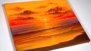 Sunset Beach Painting | Sunset Painting | Seascape Painting