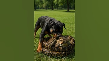 A puppy saved a kitten from a python attack! This is definitely worth watching. #cat #catandmouse