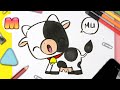 COMO DIBUJAR UNA VACA KAWAII - Dibujos kawaii faciles - Como dibujar animales kawaii