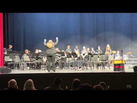 Eman plays drums and percussion in Pagosa Springs Middle SchoolBand Choir Concert January 2024