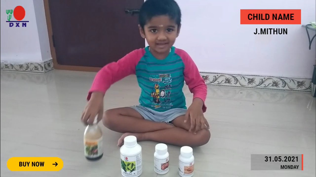 DXN RG GL, SPIRULINA & ROSELLE CONSUMPTION BY MY SON MITHUN.