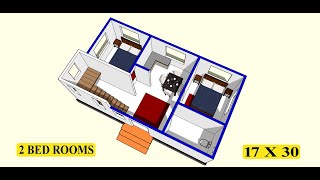 17x 30 small village house plan II 17 x 30 chota ghar ka naksha II 2 bhk house plan design
