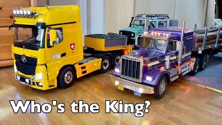 Hercules Hobby Mercedes Actros 3363 with DIY Sound &amp; Light Driving Together With TAMIYA King Hauler