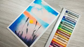 Drawing Sky Using Oil Pastels for Beginners