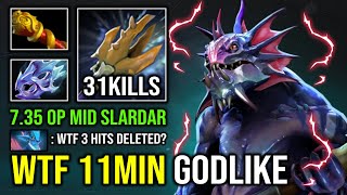 7.35 OP MID SLARDAR 11Min Godlike 100% Perma Stun Lock Max Attack Speed Moon Shard Dota 2