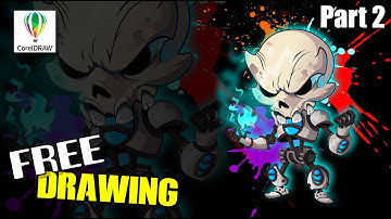 Draw Simple Skull PART2 - Corel Draw Free Drawing by Phyton7 Studio