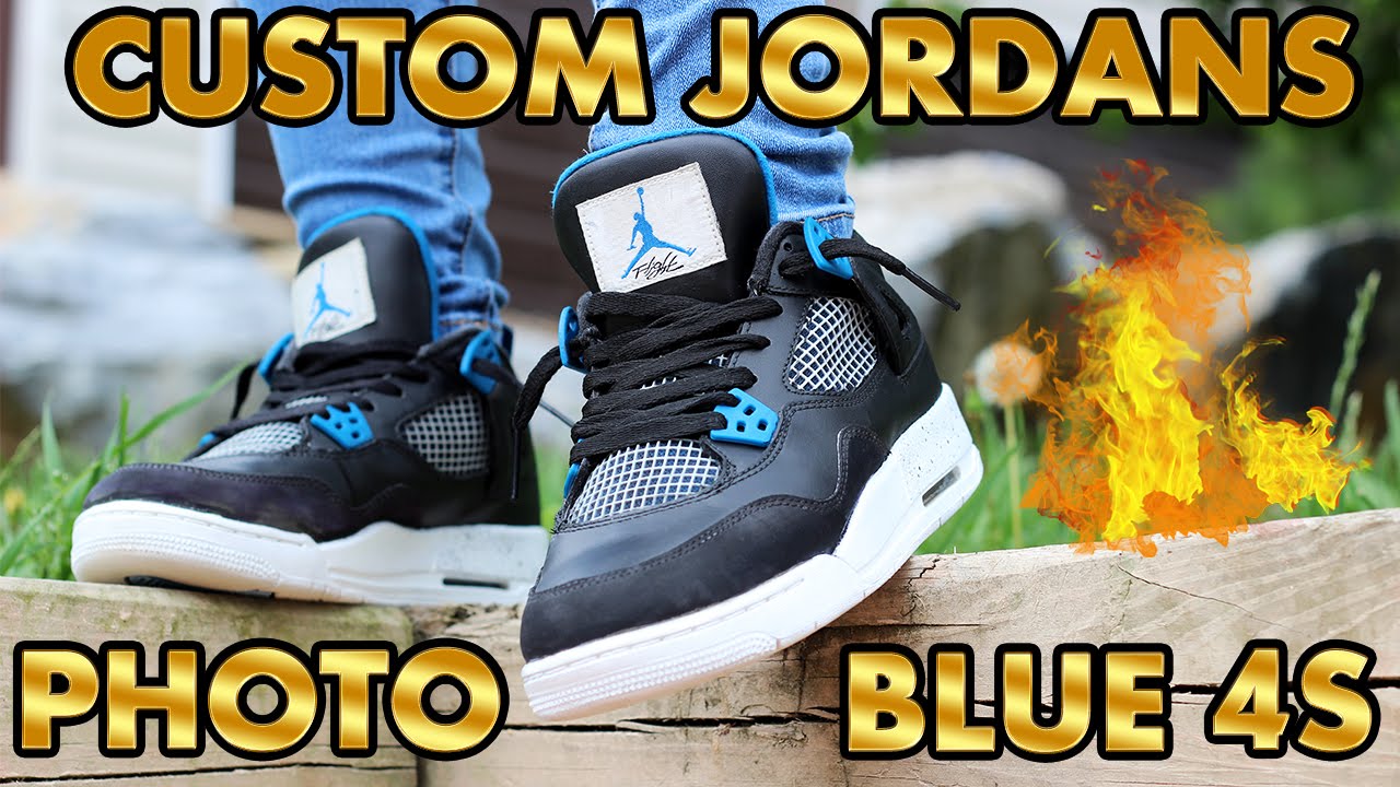 Military Blue Jordan 4 Full Custom Timelapse On Feet Photo Blue 4s Youtube