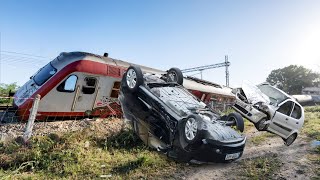 Total Idiots Trucks, Cars Vs Trains - Worst Train Hit Truck &amp; Car 2022