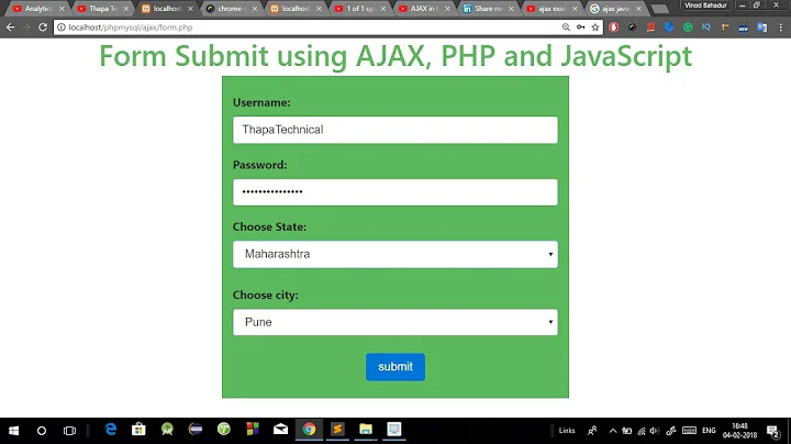 Form Submit using Ajax in PHP