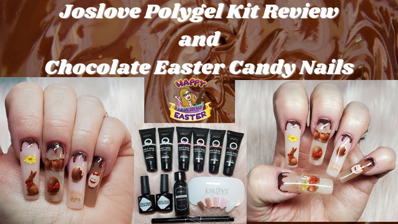 JOSLOVE Polygel Kit Review l Chocolate Easter Candy Nails l Polygel Nails l 