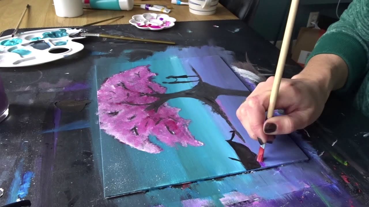 Specificiteit Mellow volwassen Cherry Blossom Tree / schilderij met acrylverf voor beginners / painting  for beginners acrylic paint - YouTube