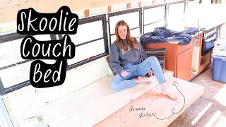 Making (half of) a skoolie pull out couch using drawer slides // School bus conversion part 54