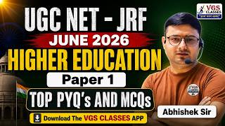 UGC NET JRF June 2026| Higher Education PYQs & MCQs | Paper 1 Most Important Questions |Abhishek Sir