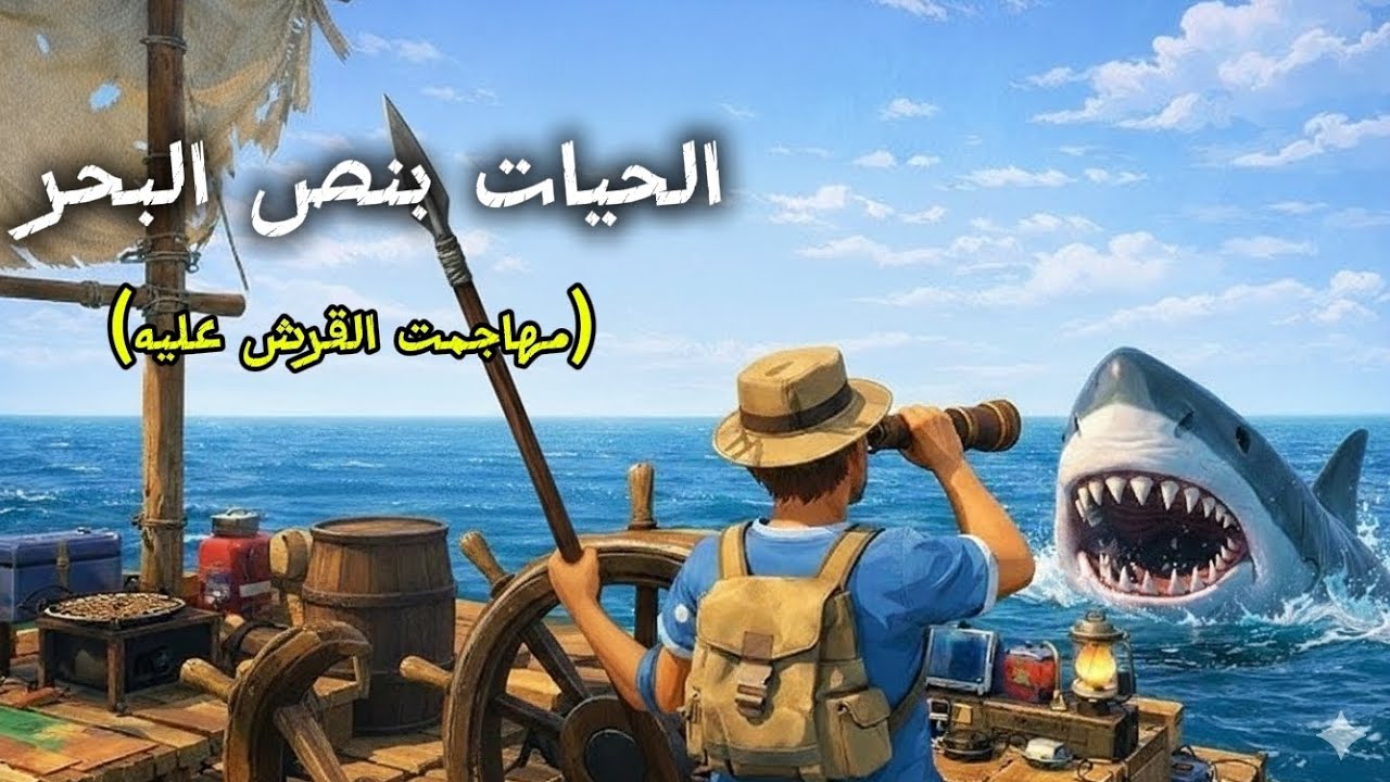 حيات تعيش على خشبة في نص البحر و مهاجمات القروش💔 لعبة Ruft Survivl