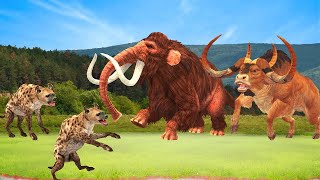 Zombie Mammoth Vs Big Bull Save Cartoon Cow Mammoth Vs Hyenas Animal Revolt Epic Battle