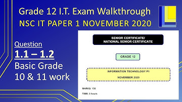 Information Technology Grade 12 Paper 1 November 2020 Q1.1 and Q1.2