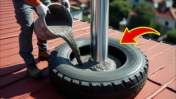 Not everyone knows this secret! Pour Cement into tires Every house needs this and no one does it!