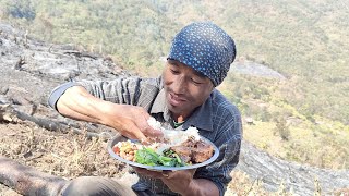 Villagers Working Meet Planting Seeds Clearing Land With Burn