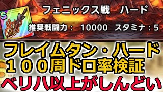 【ドラクエタクト】フレイムタン・ハード１００周検証。ベリハ以上を周回出来ない方は是非参考に