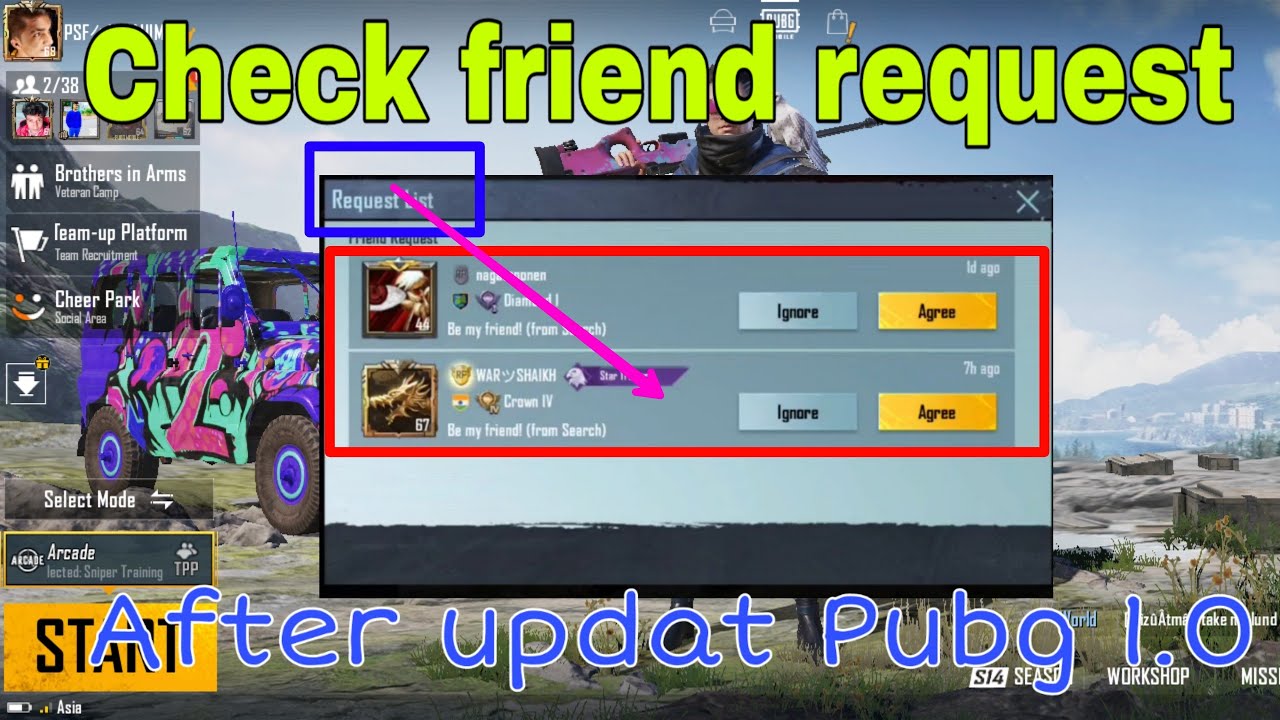 How To Check Pubg Mobile Friend Request After New Update 1 0 And Erangal 2 0 Ind Psf Youtube