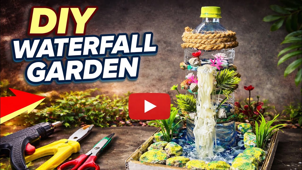 DIY Mini Waterfall Garden from Cardboard | Beautiful Home Decoration Idea