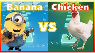 Minions Papaya Banana Song VS Chicken Song  Tiles Hop