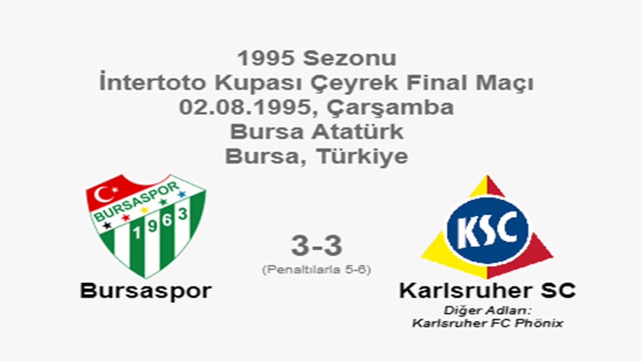 Bursaspor 3-3 Karlsruher SC (Pen. 5-6) 02.08.1995 - 1995 UEFA Intertoto Cup Quarter Final (Ver. 2)