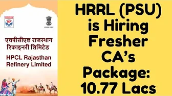 HRRL Govt PSU is Hiring Fresher CA's for Account Officer Post_ Hurry Last Date is 04th October thumbnail