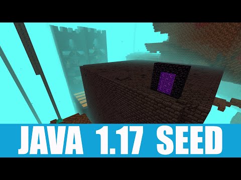 Minecraft Java 1.17 Seed: Teleport to bastion treasure room via portal near jungle temple at spawn