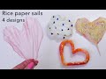 Valentines Day Rice Paper Sails Cake Topper Tutorial | 4 ways to make rice paper cake decorations