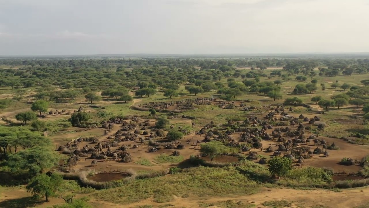 Aerial view of a Toposa traditional village, Namorunyang State, Kapoeta, South Sudan