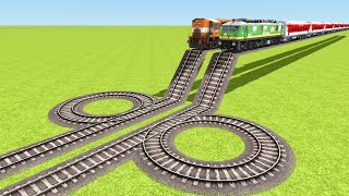 2 TRAINS MASSIVE SPEED JUMP ON DOUBLE LOOPING RAILROAD CROSSING ▶️ Train Simulator | CrazyRails